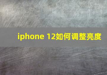 iphone 12如何调整亮度